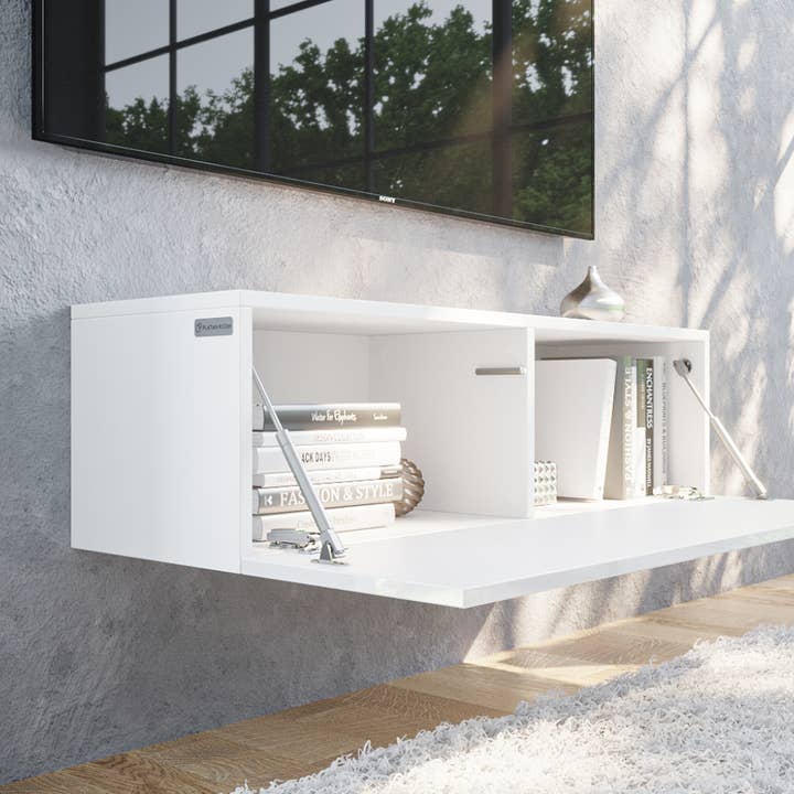 PLATAN ROOM - Wholesale Console Table - TV Cabinet TV Stand 105 cm Hanging or Standing White Gloss3