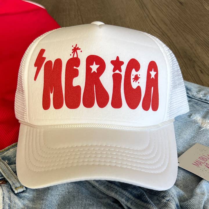 'Merica 4th of July Trucker Hat for wholesale by Malibu and Mint