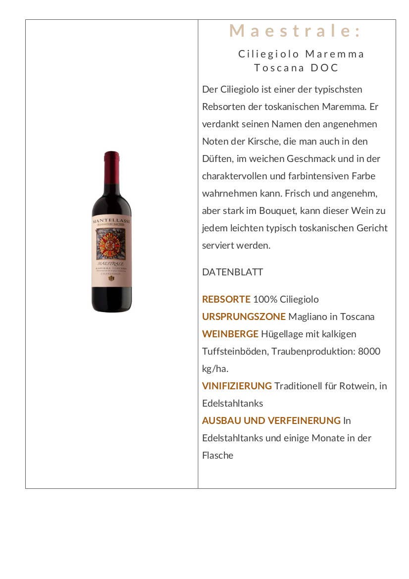 Metina SAS - Wholesale Red Wine - Mistral Ciliegiolo Maremma Toscana Mantellassi 75 cl.2