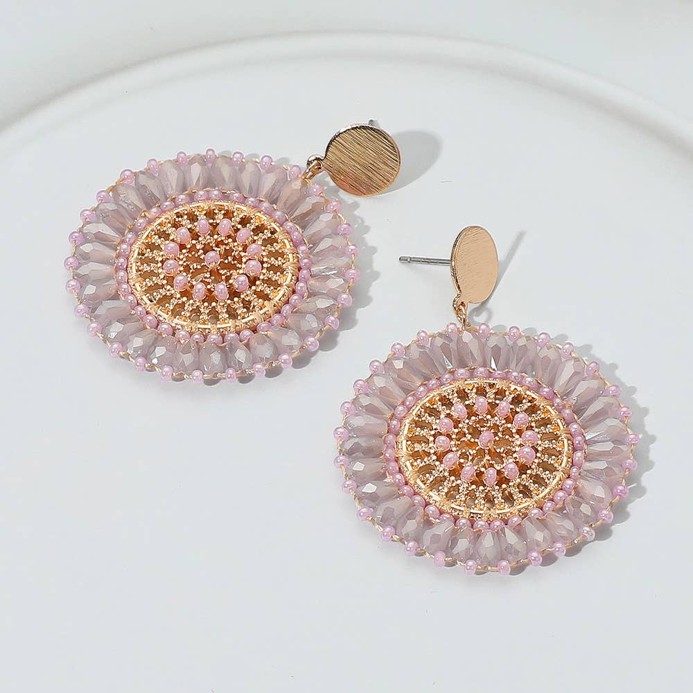 Sensibling Corp. - Wholesale Dangle Earrings - Boho Faceted Beaded Mandala Dangle Earrings
11