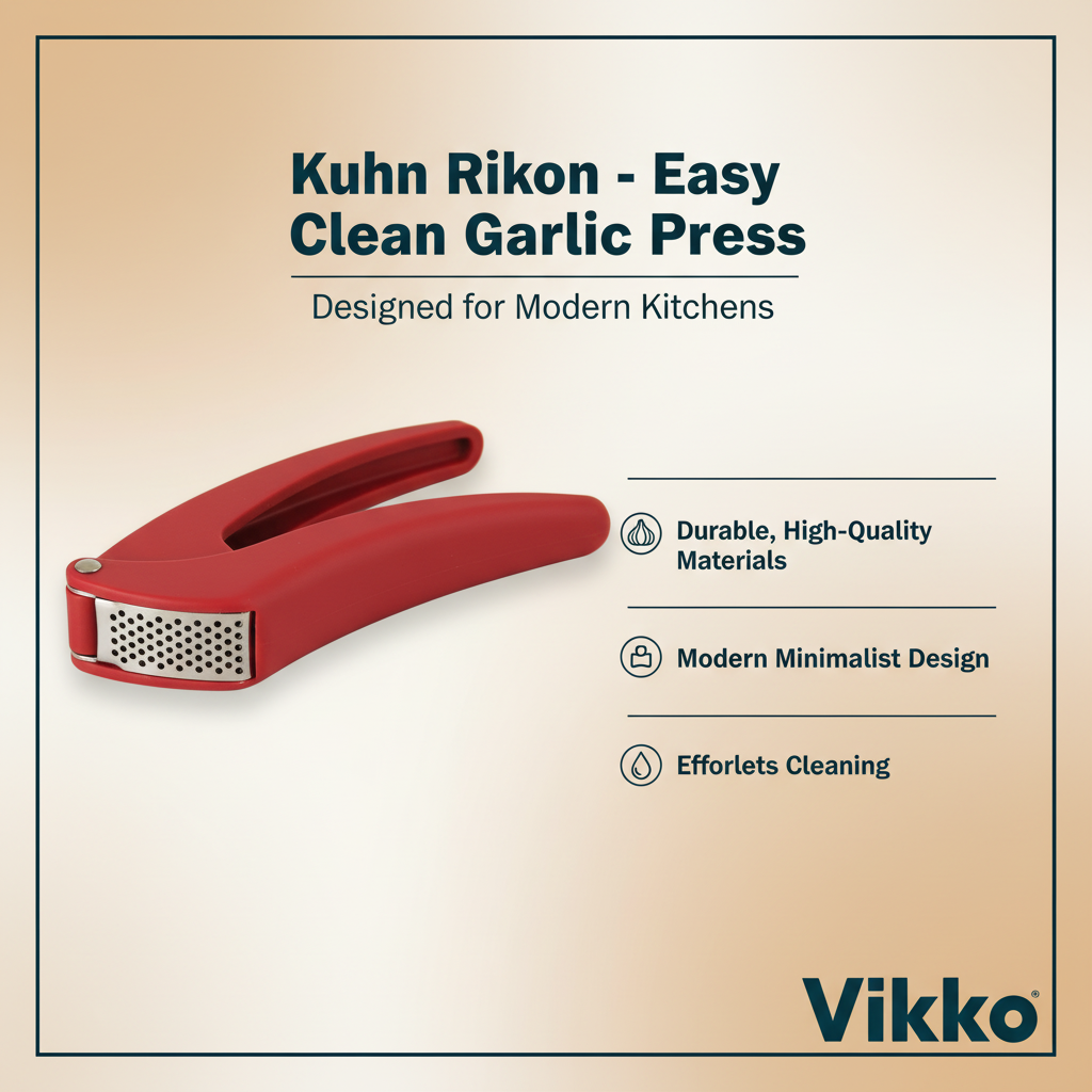 Kadra Kitchenware – Großhandel Küchengerät – Kuhn Rikon Knoblauchpresse Easy Clean, Rot, 18 cm3