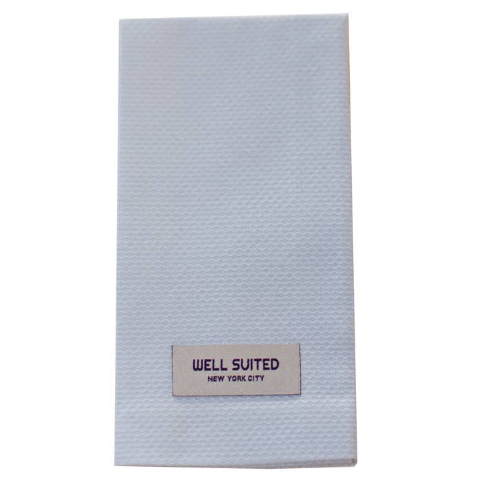 Light Blue Cotton Pique Straight Fold Pocket Square for wholesale by Well Suited NYC