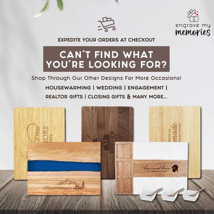 Engrave My Memories - Vente Plateaux à fromage - Planche à charcuterie personnalisée en bois d'olivier avec bord naturel en résine1
