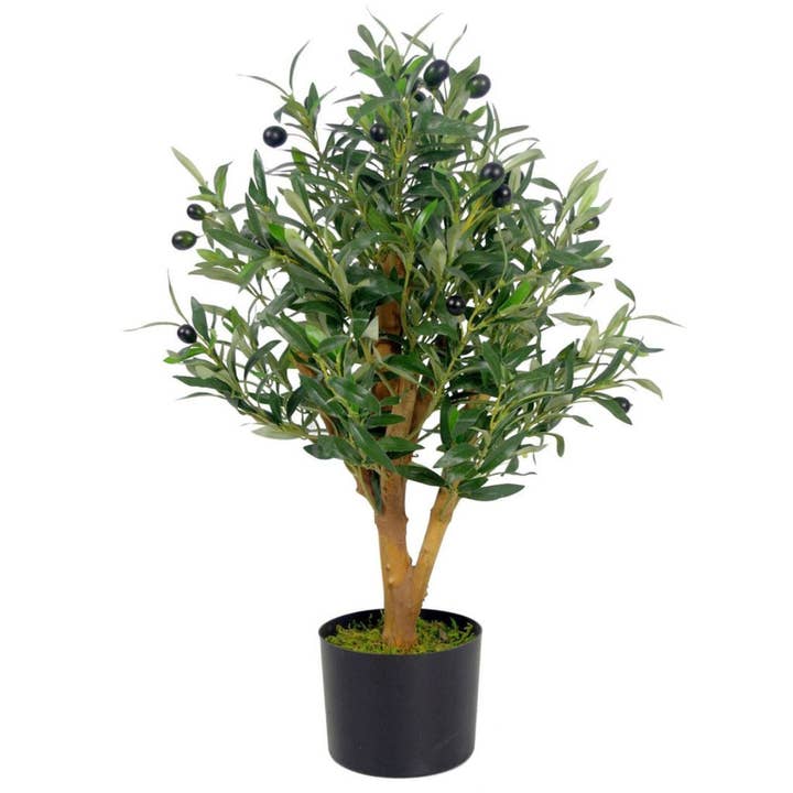 Leaf Design UK LTD – wholesale Artificial plant – Artificial Olive Tree in Black Plastic Pot 65cm Trunk