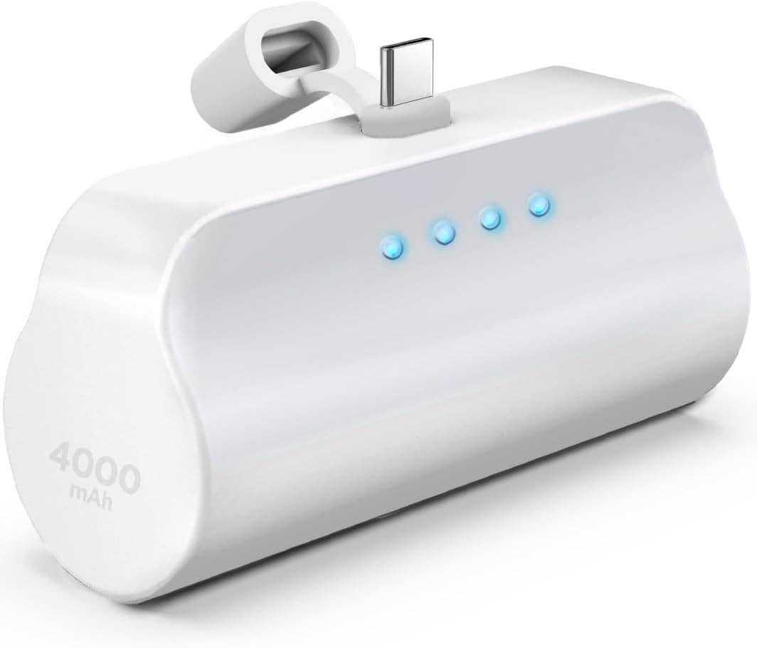 Infinite Basics - Wholesale Portable Charger - USB-C Battery Pack for iPhone 15 and 15 Pro Max - Fast Charging Type-C, Small Power Bank for Travel with Built-in Cable, 4000mAh (Fast Charging Enabled)4