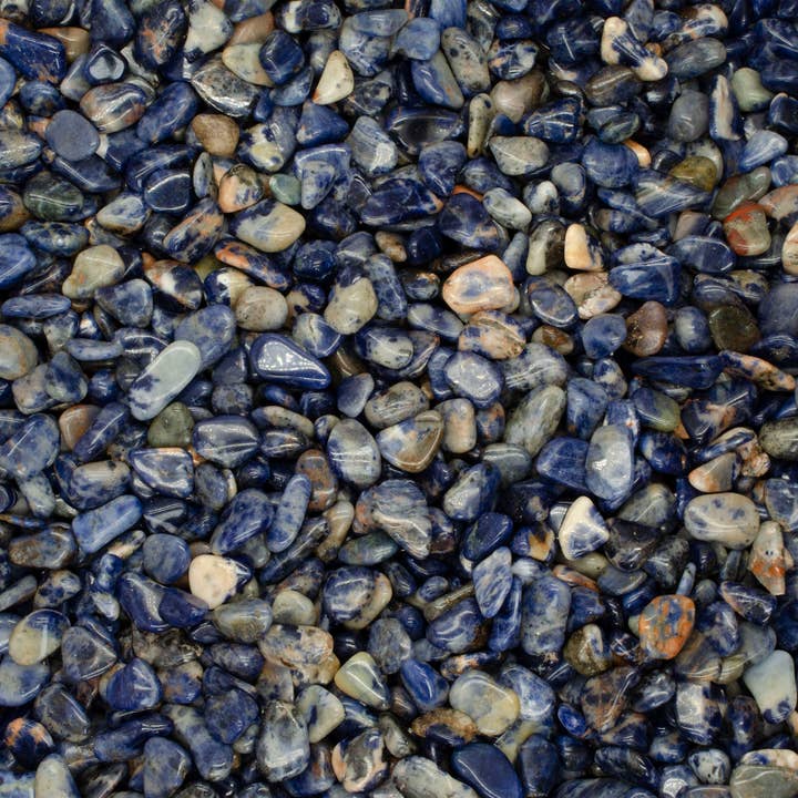 Tumbled Spotted Blue Sodalite - 0.4" to 0.6" - Size 4 (1lb) for wholesale by Fantasia Mining