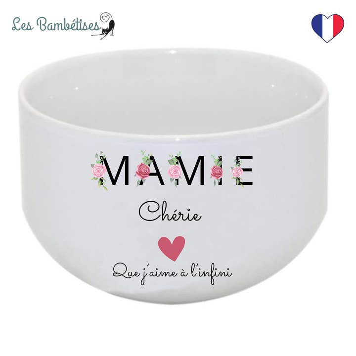 Granny Bowl with Floral Letters for wholesale by les bambetises