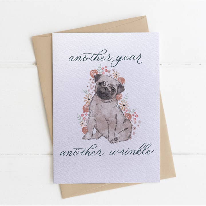Pug Birthday Card for wholesale by Darcy Designs