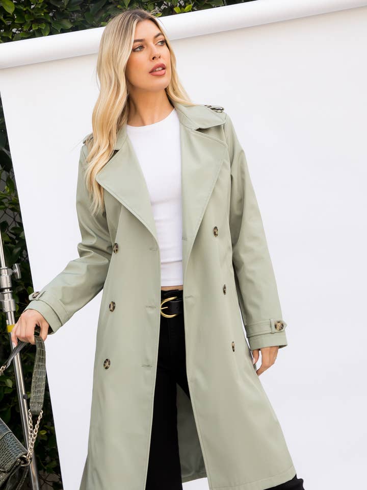 Long Solid Trench Coat for wholesale by 26 International