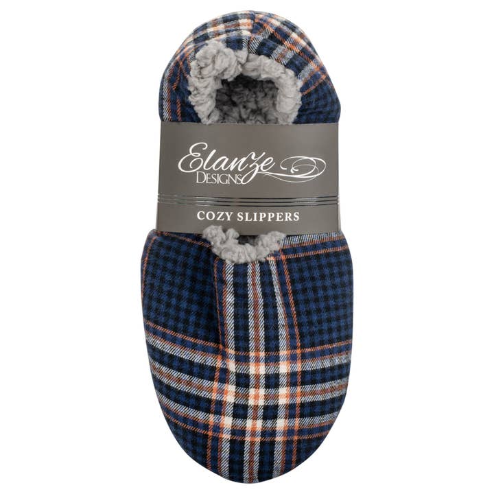 EAST AVENUE - Wholesale Slippers - Men's - Slippers Indoor Plaid Navy Mens Large3