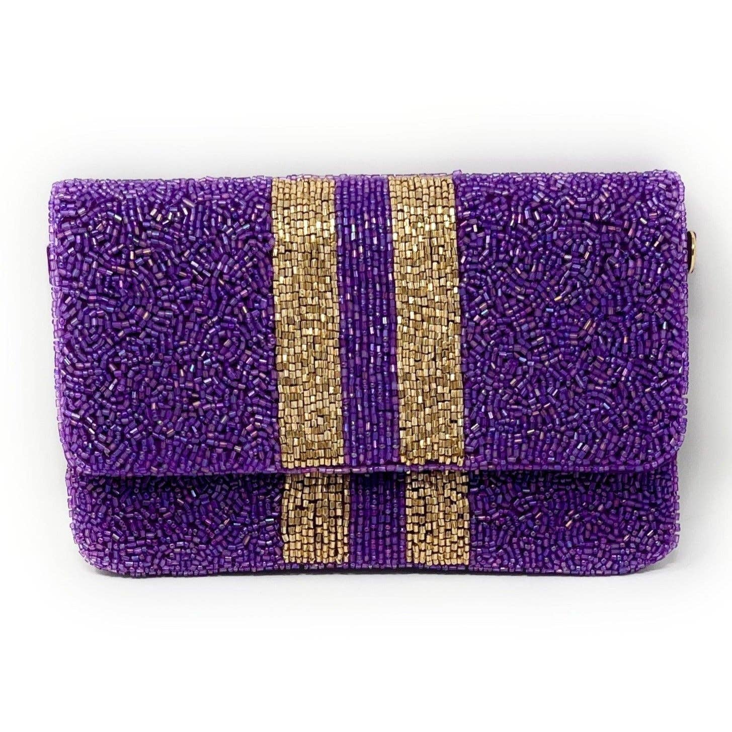 Twine and Love – wholesale Clutch bag – women's – Purple Gold Small Beaded Clutch Purse1