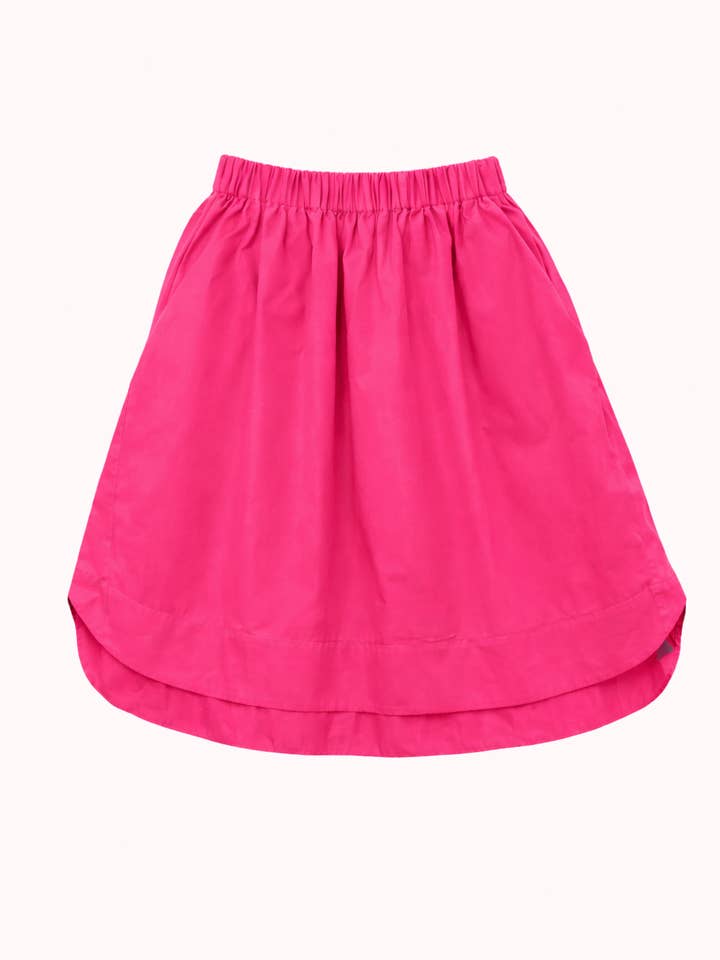 Kids Pink Poplin A-Line Midi Skirt for wholesale by Studio Koter
