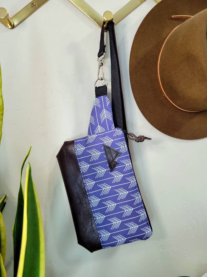 Sling Bag/True North Blue Print = Front and Back for wholesale by 2nd Story Studio