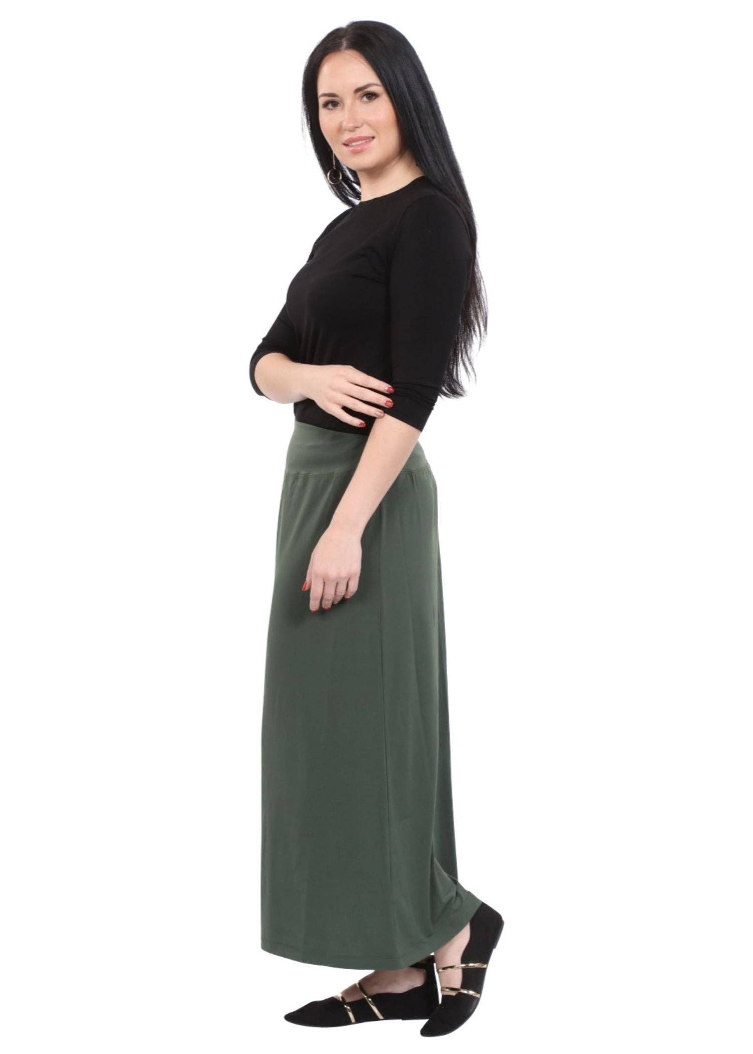 Kosher Casual – wholesale Skirt – Women’s – Classic Maxi Length Modest Stretch Pencil Skirt with Subtle Sheen7