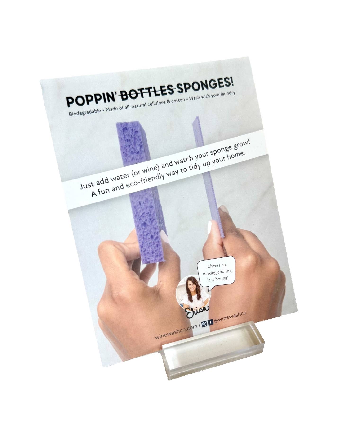 Wine Wash Co. - Wholesale Cleaning Sponge - Biodegradable Pop-Up Sponge - Pink/Orange10