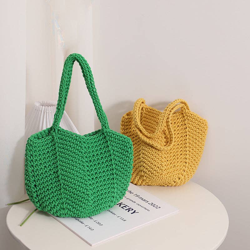 Dipped Shop - Wholesale Beach Bag - Solid Color Simple Woven Knit Handbag DPB172312