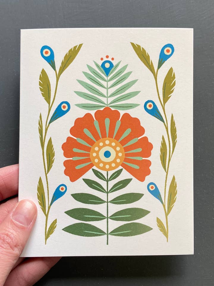 Floral V blank greeting card for wholesale by Maren Inga