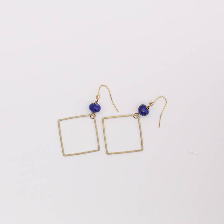 Seeds - Wholesale Hangende/ronde oorbellen - Julia oorbellen | koperen vierkante bedeltjes, echte stenen kralen3