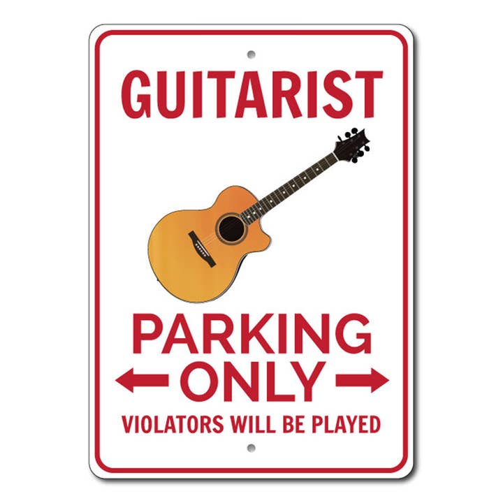 Panneau de stationnement guitariste pour la vente par Lizton Sign Shop, Inc