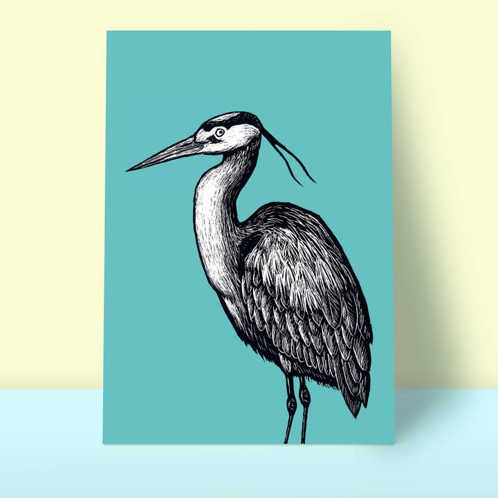Poster Heron, A4 for wholesale by Katja Rub