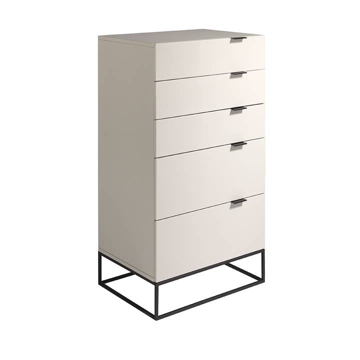 Chifonier in MDF lacquered in Gloss Pearl Grey, handles for wholesale by ANGEL CERDA