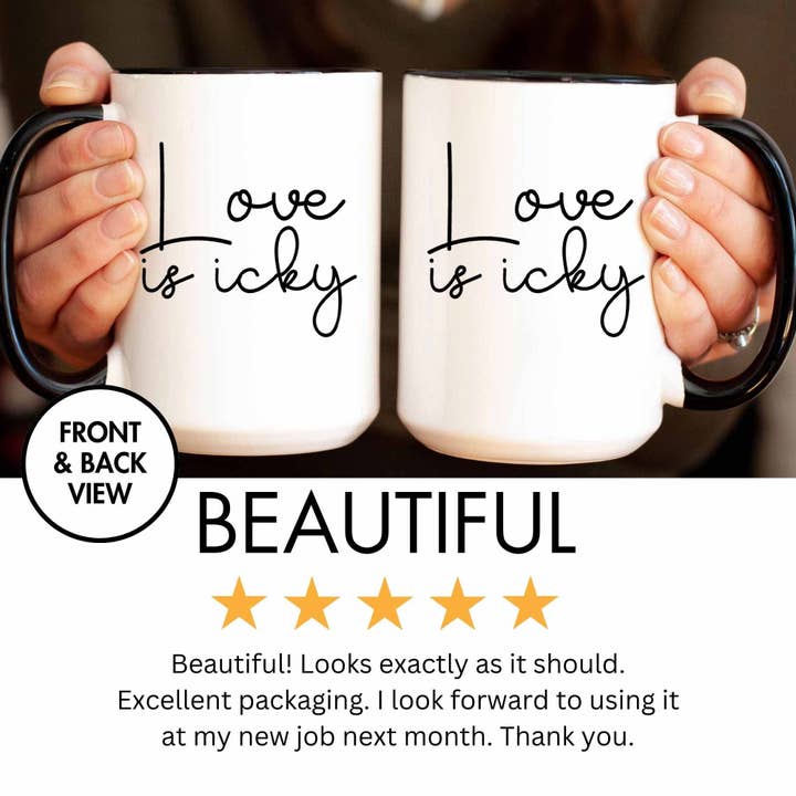 Mystic Blvd - Wholesale Coffee Mug - Love Is Icky Funny Coffee Mug Valentine Gift For Her Or Him