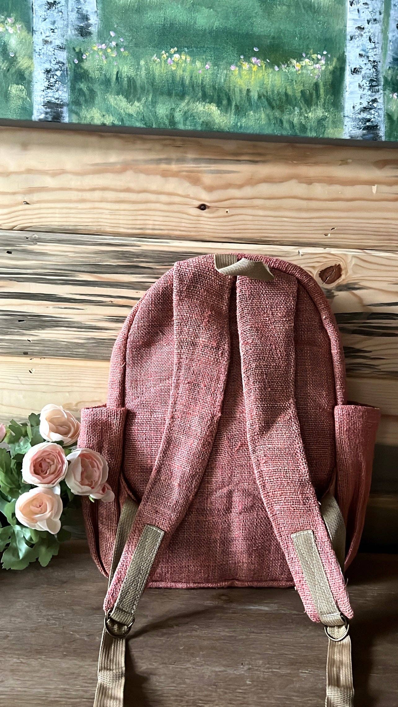 PuzzleStack - Venta al por mayor Mochila - Mujer - Mochila de Cáñamo Puro Rosa Kumari3