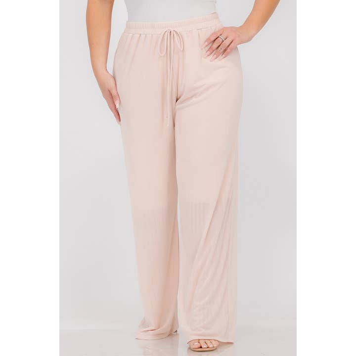 Curve Market - Wholesale Pants - Women's - PLUS SIZE ELASTIC WAIST WIDE LEG PANTS1