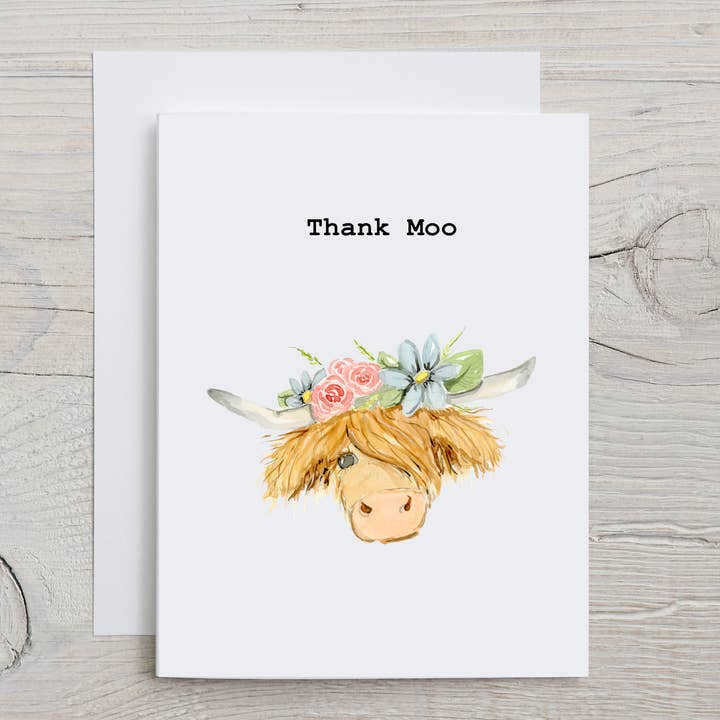 Carte Merci Moo pour la vente par MaryGold Tales