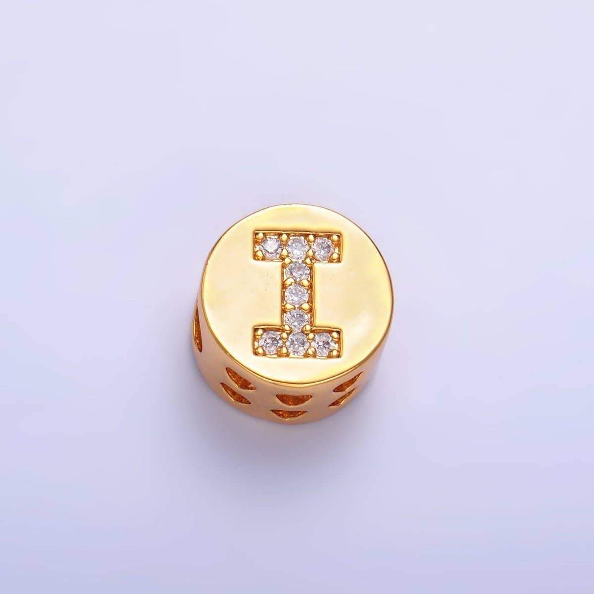 Aim Eternal - Wholesale Beads - 24K Gold Filled Alphabet Letter Micro Paved CZ Round Bead | A1526 - A15388