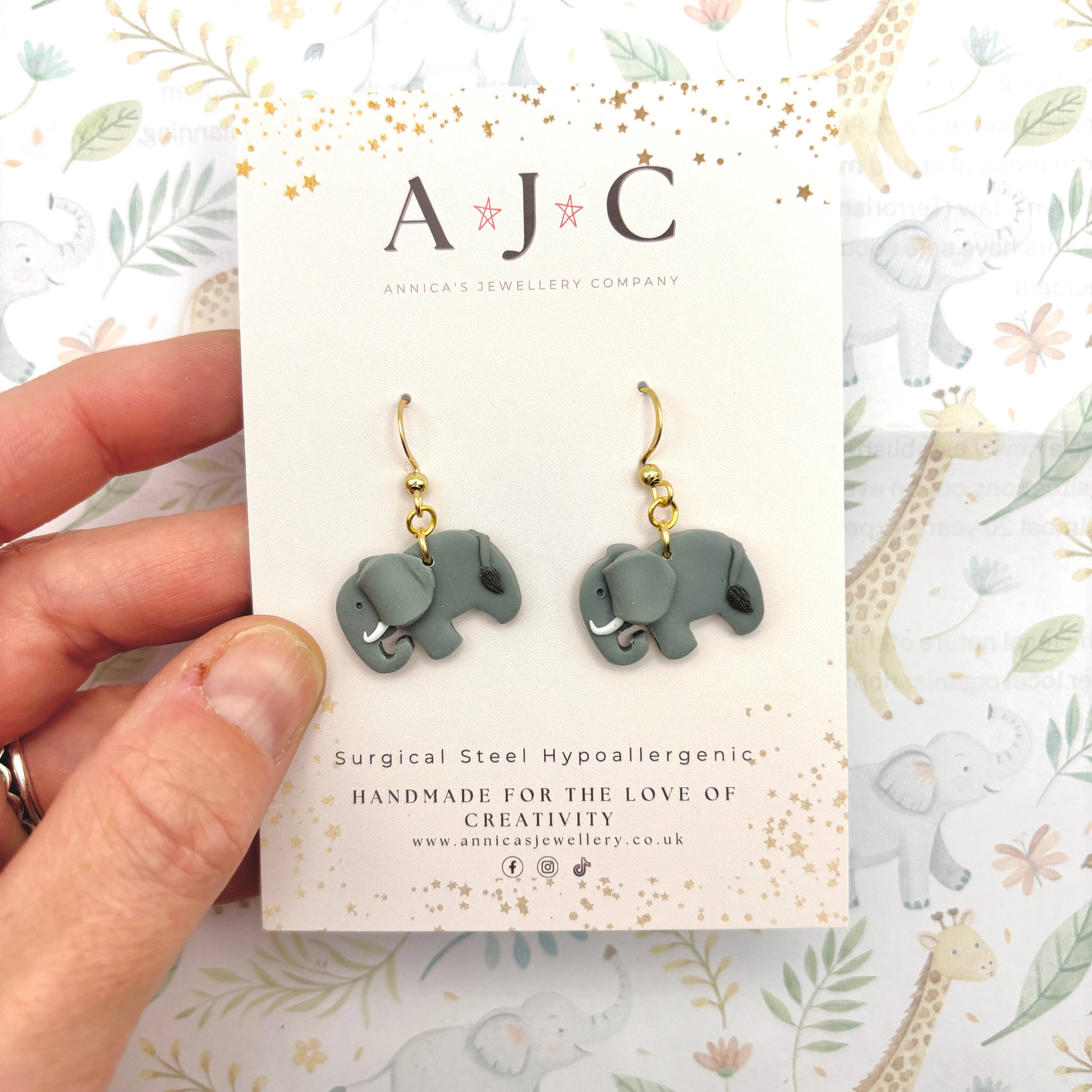 Annica’s Jewellery Co – wholesale Dangle earrings – Grey Elephant Dangles1