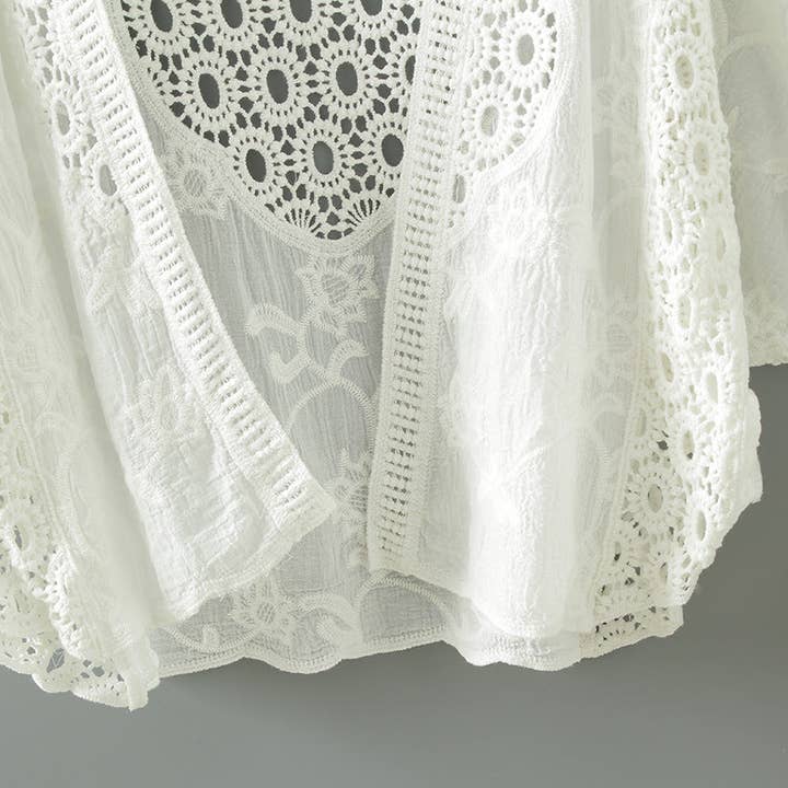 Funkyrel® Atzbranding Limited - Wholesale Cardigan - Women's - Crosa - Lace Open Front Cardigan with Batwing Sleeves