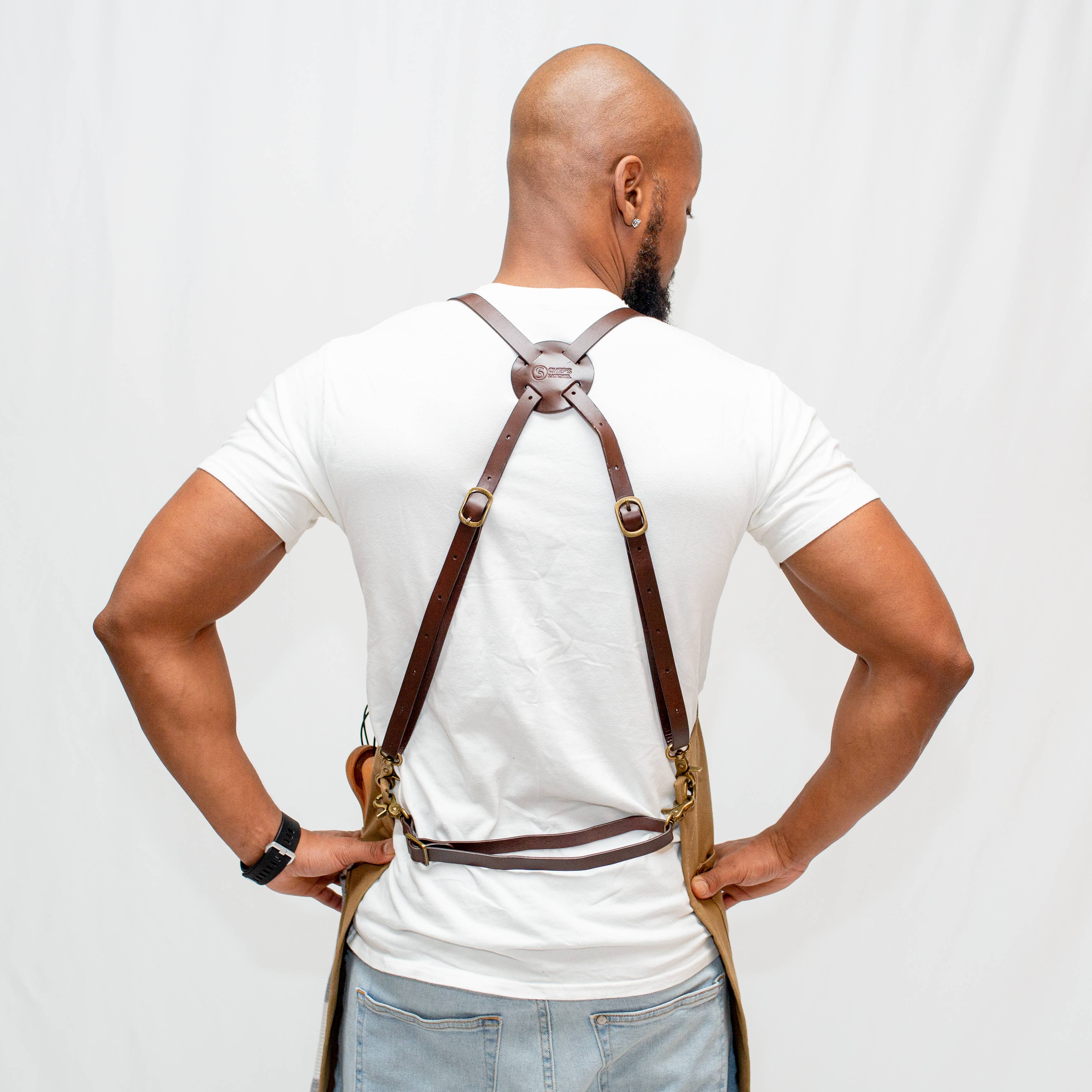 Chef's Satchel - Wholesale Apron - Cross Back Leather Canvas Apron - 25 Unit3