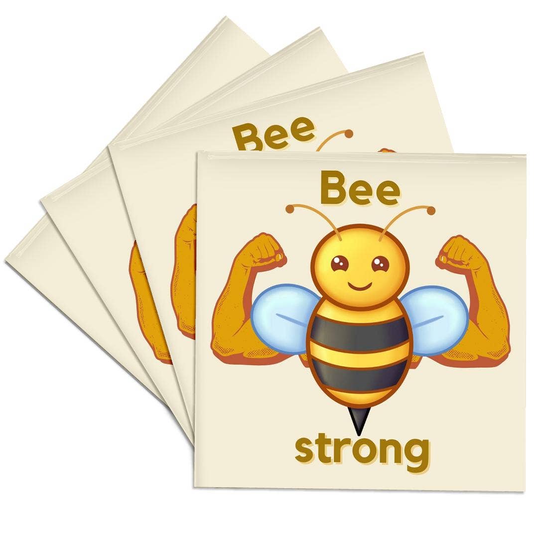 3dRose - Wholesale Coasters - 3dRose, Cute Image of Bee with Text of Bee Strong, Coaster0