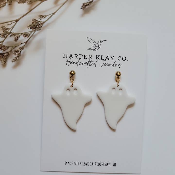 The Ghost Set-Halloween Polymer Clay Earrings for wholesale by Harper Klay Co