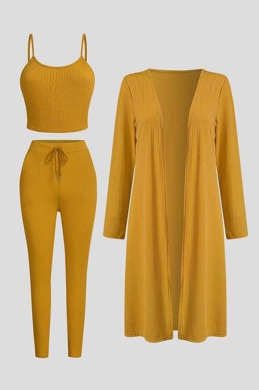 Flarix - Wholesale Top & Skirt Set - Women's - ribbed 3-piece tank crop pants tracksuit sets2