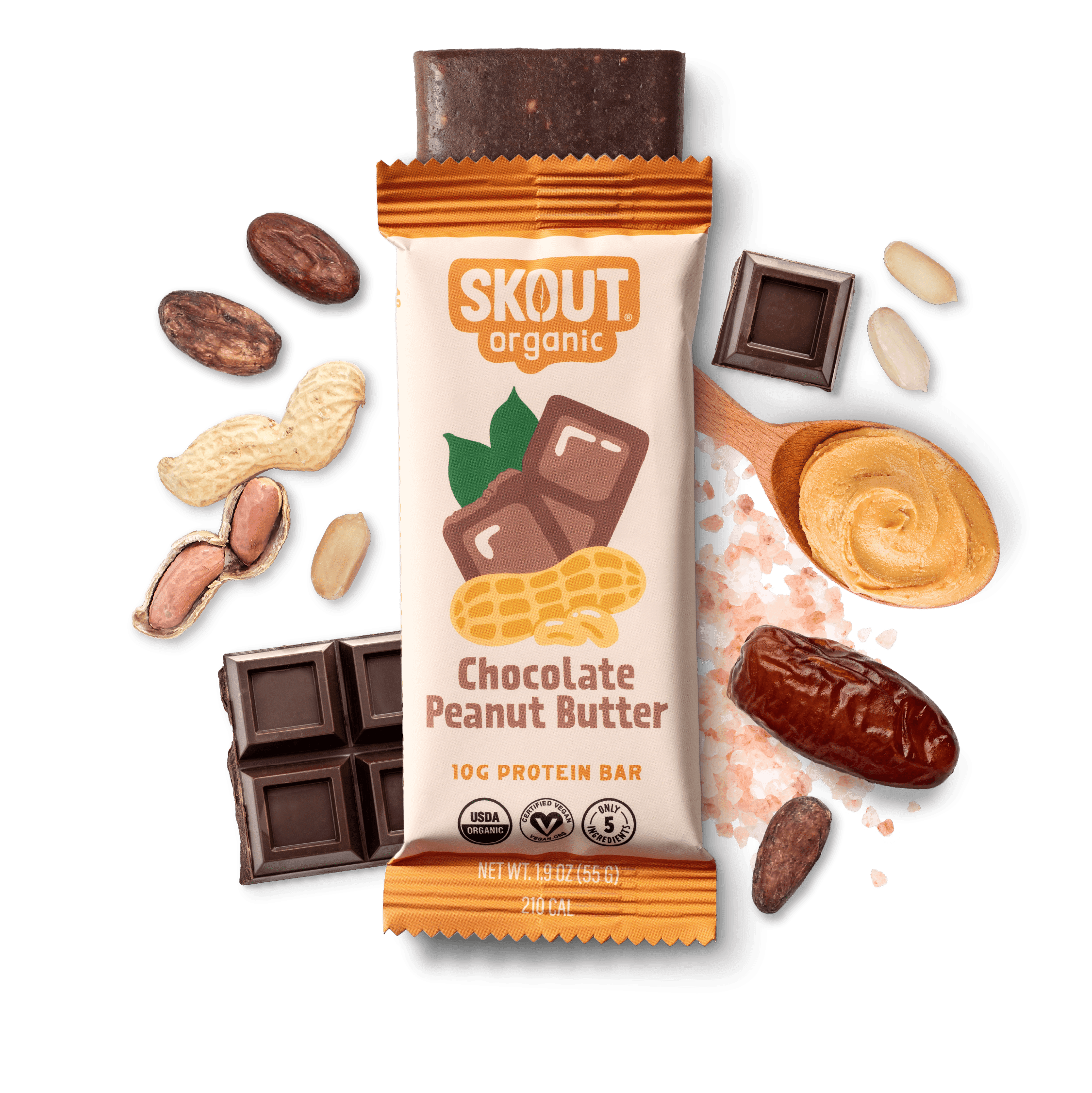 Skout Organic - Wholesale Snack Bar - Skout Organic Chocolate Peanut Butter Protein Bar | Vegan1
