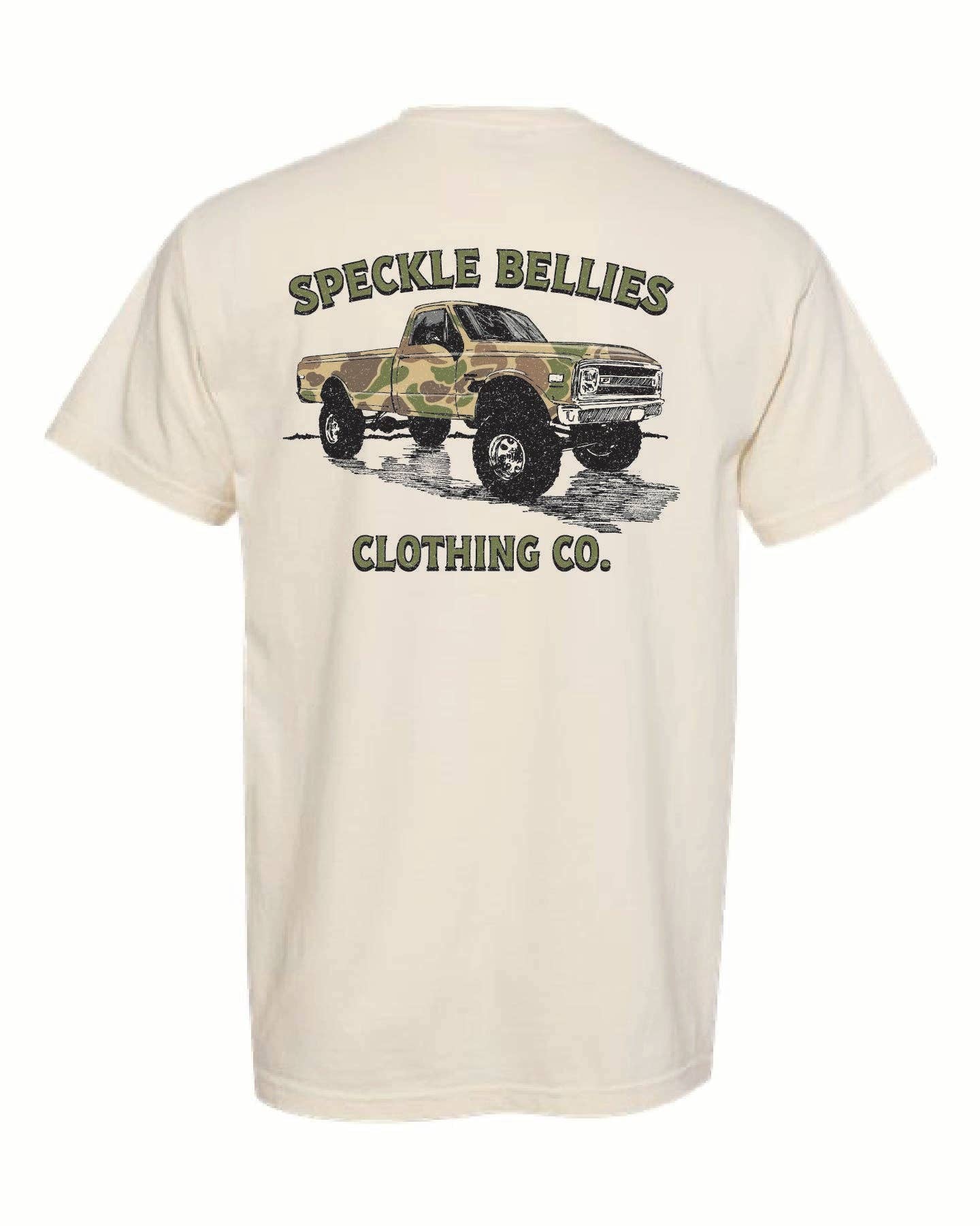 Speckle Bellies Clothing Company – Großhandel T-Shirt mit Siebdruck – Unisex – Camo-Truck0