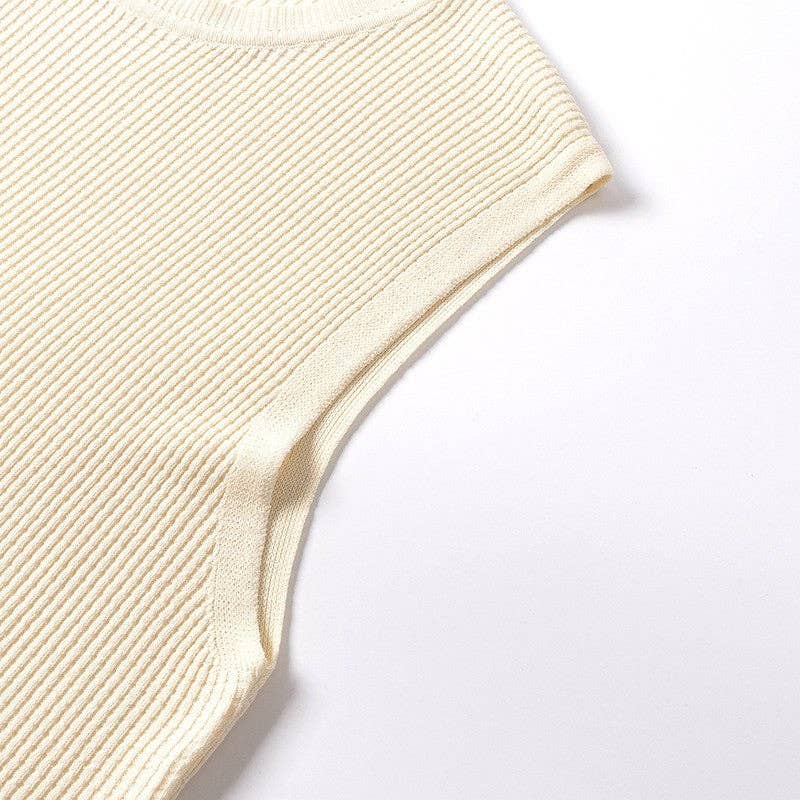 FurDecoration - Vendita all'ingrosso Top in maglia - Donna - Canotta a girocollo lavorata a maglia in tinta unita4