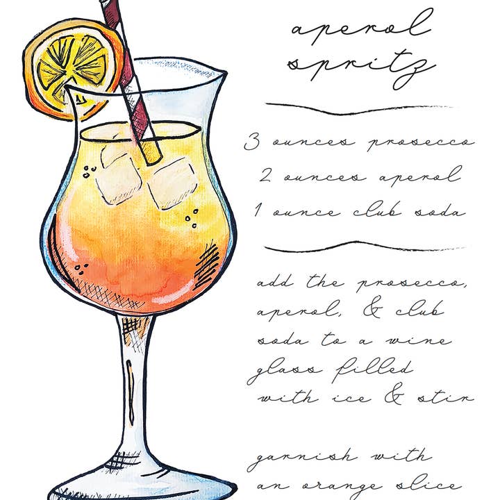 Cartão Aperol Spritz - receita, cocktail, saudação por atacado de Kerry Quinn's Kitsch