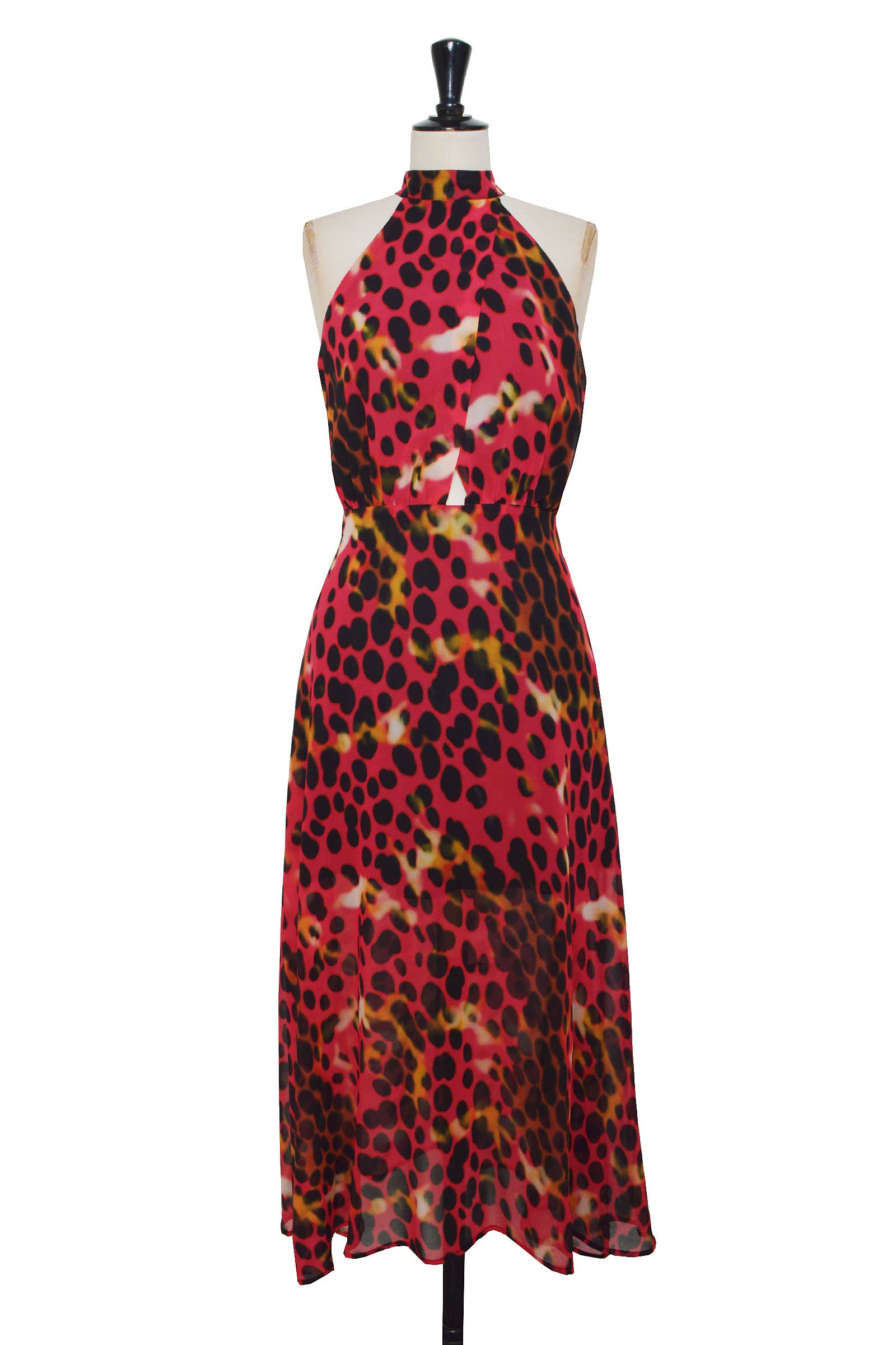 ELLI WHITE - Wholesale Dress - Women's - Flared Long Dress with Animal Print1