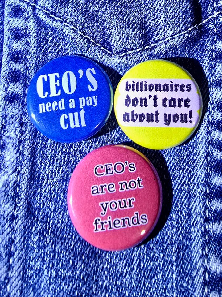 Les PDG ne sont pas vos amis - Ensemble de badges d'un pouce pour la vente par Femmearchist