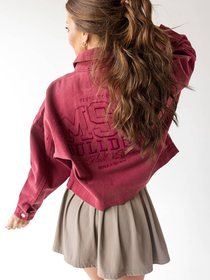 Mississippi State Sanders Borduurwerk Canvas Keperstof Jas voor wholesale door Gameday Social Apparel Co.®