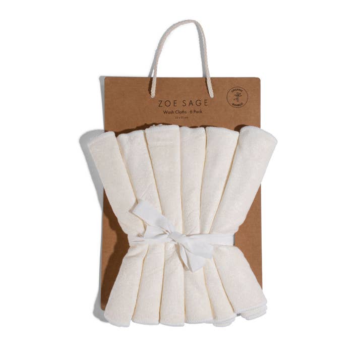 Zoe Sage - Wholesale Wash cloth – Child & baby - Baby Wash Cloths Bamboo 6 Pack - White4