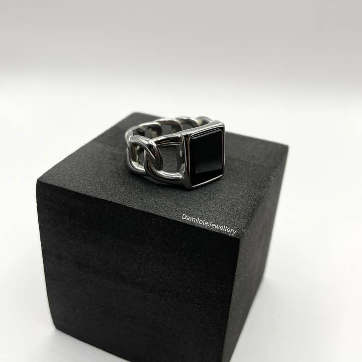 Cuban Link Onyx Ring for engroshandel hos Damilola Jewellery