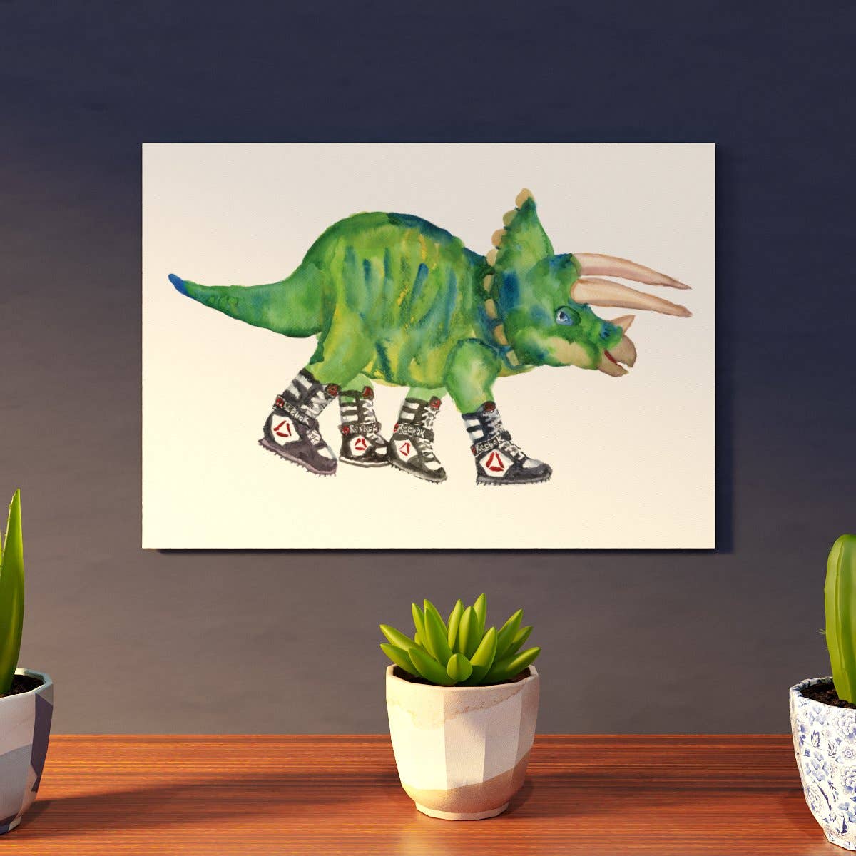 Rosie Webb illustrations - Wholesale Art Print - Triceratops in High Tops Giclée Print3