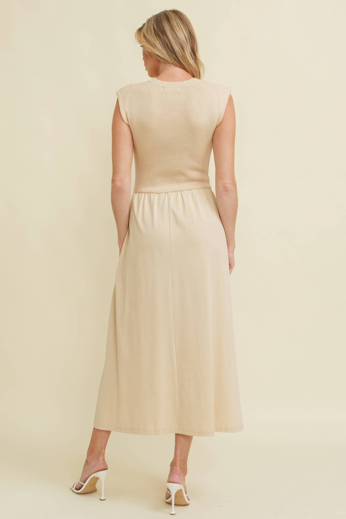 Cloud Ten - Wholesale Dress - Women's - CSW11891 - CAP SLEEVE CONTRAST PLEATED MIDI DRESS5