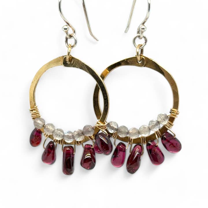 Garnet Seed Hoop Earrings E83511 for wholesale by Art by any Means Jewelry