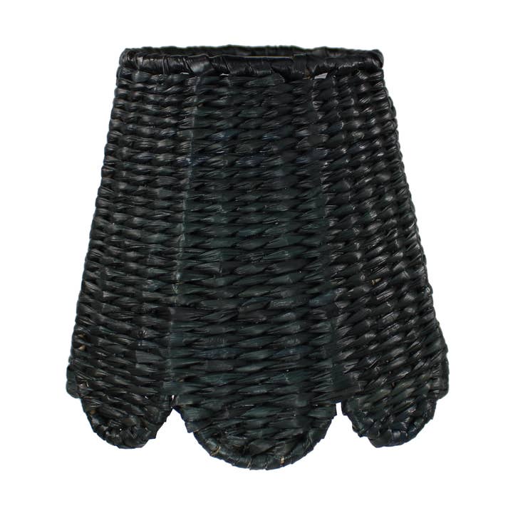 Small Seagrass Shade Cover (Scalloped in Black) for wholesale by Maison Maison Design