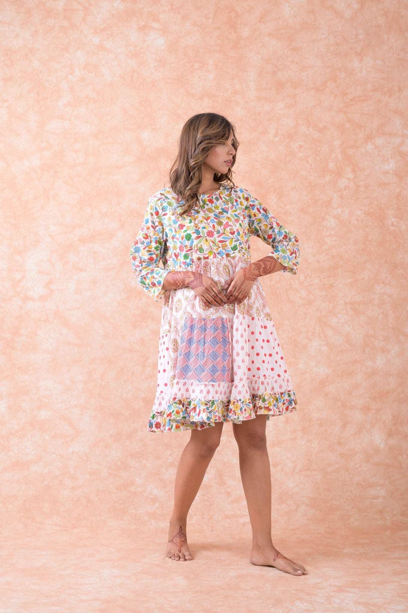 Multicolor Rhea Multi Pattern Dress for wholesale on Faire2